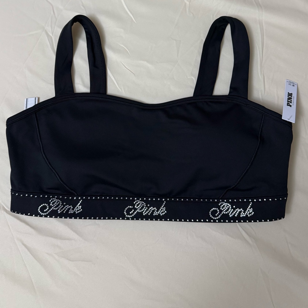 New‎ VS PINK red Relay logo shine sports Bra. Size XL - Picture 2 of 6